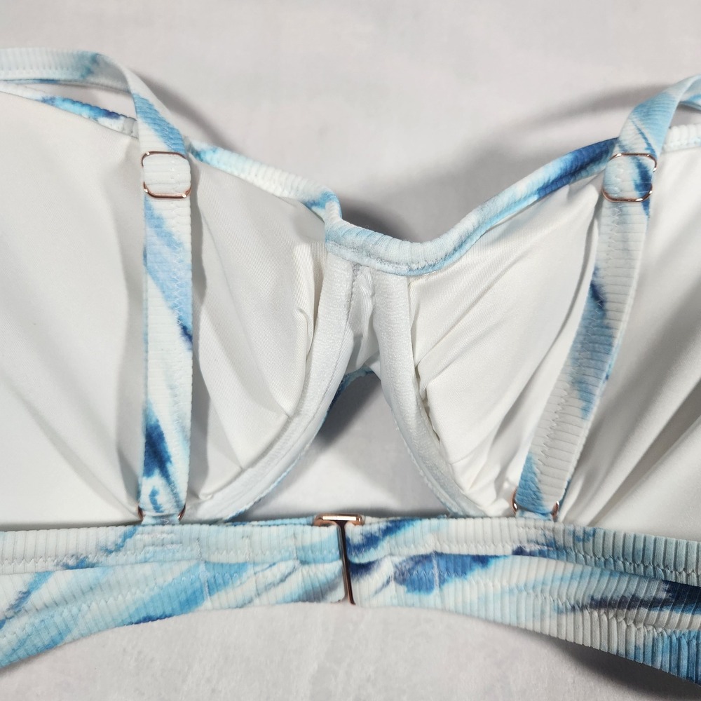 NWT Shade & Shore‎ Bikini Top Womens 38DD Blue Tie Dye Ribbed Underwire Swimwear - Picture 6 of 11